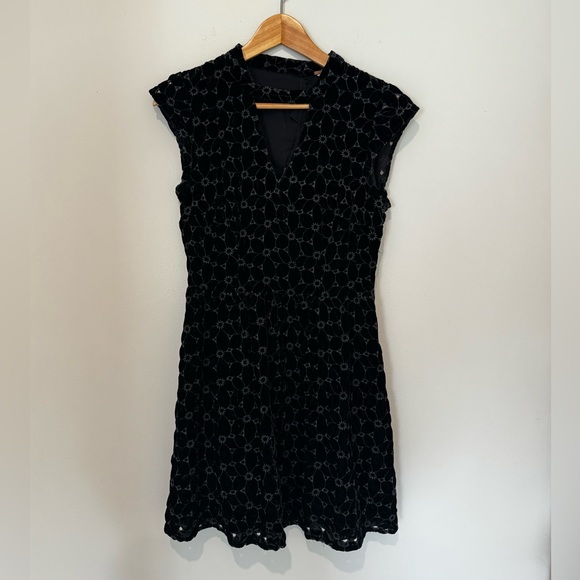 Free People Black Velvet Mini Dress with Floral Texture - Picture 3 of 5
